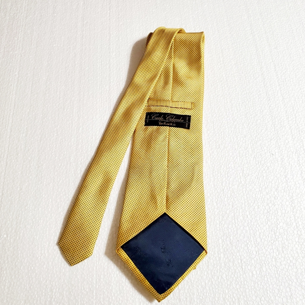 Carlo Colombo Yellow & Blue Polka Dots Silk Tie.